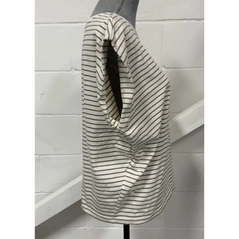 Anthropologie Pistola Trina Muscle Tee Sable Striped Boxy Fit Crew Neck Small - Picture 4 of 8